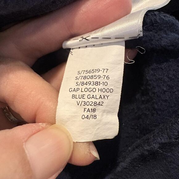 GAP Kids Hoodie Youth Medium 8 Navy Blue Galaxy Logo Pullover Sweatshirt Fleece - Picture 11 of 12